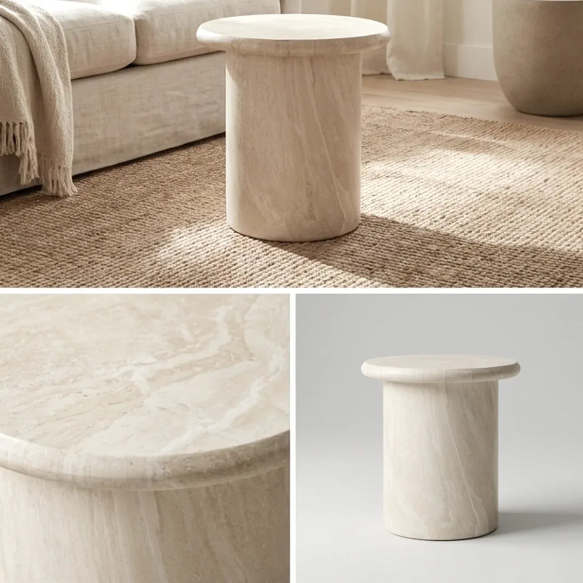 Interior Ave - Nobu Sculptural Stone Side Table - Matte Natural Stone