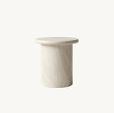 Interior Ave - Nobu Sculptural Stone Side Table - Matte Natural Stone - 45-Degree Angle