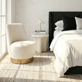 Interior Ave - Santorini Stone Side Table - Ivory - Front View