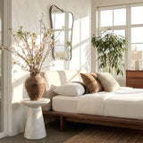 Interior Ave - Veneta Stone Side Table - Calacatta Ivory Finish - Front View