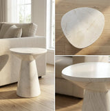 Interior Ave - Veneta Stone Side Table - Calacatta Ivory Finish - Top-Down View
