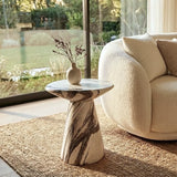 Interior Ave - Veneta Stone Side Table - Panda Marble Finish - Front View