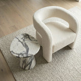 Interior Ave - Veneta Stone Side Table - Panda Marble Finish - Side View