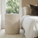 Interior Ave - Vera Fluted Stone Side Table - Matte Natural Stone - Front View