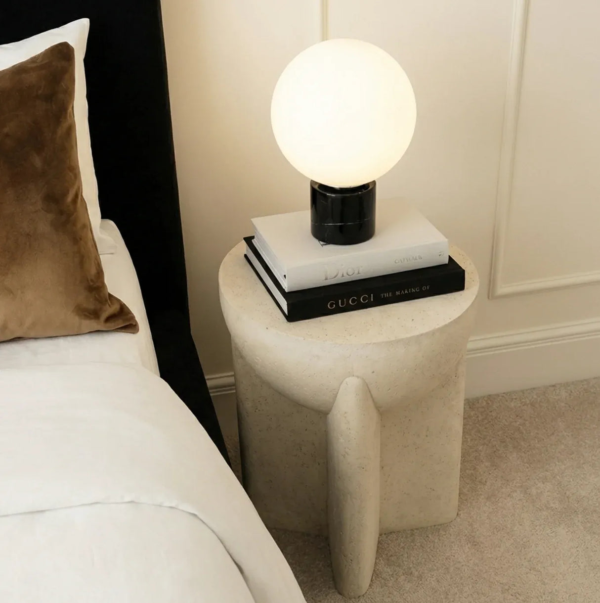 Interior Ave - Zelda Sculptural Stone Side Table – Sand Textured Accent
