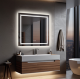 Interior Ave - LED Square Frameless Salon / Bathroom Wall Mirror - 80 x 80cm - Front View