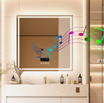 Interior Ave - 80 x 80cm Square Frameless LED Bathroom Mirror – Bluetooth