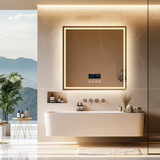 Interior Ave - 80 x 80cm Square Frameless LED Bathroom Mirror – Bluetooth - Front View
