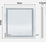 Interior Ave - LED Square Frameless Salon / Bathroom Wall Mirror - 90 x 90cm - 45-Degree Angle