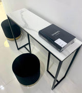 Interior Ave - Stone Marble Console - Marble & Black - Side View