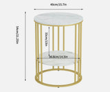 Interior Ave Cleo Gold Two Shelf Stone Side Table - Top-Down View