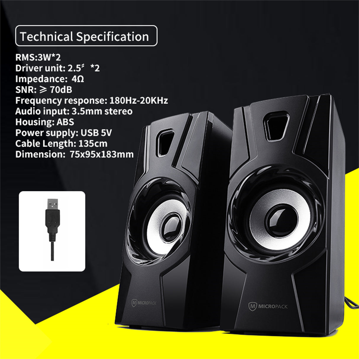 Compact USB Stereo Speakers with Subwoofer for Enhanced Computer Audio