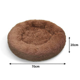 Pet Dog Bedding Warm Plush Round Comfortable Nest Sleeping kennel Coffee M 70cm - Front View