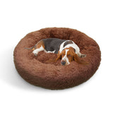 Pet Dog Bedding Warm Plush Round Comfortable Nest Sleeping kennel Coffee M 70cm - 45-Degree Angle