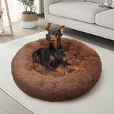 Pawfriends Pet Dog Bed Bedding Warm Plush Round Soft Dog Nest Light Coffee  XXL 120cm - Rear View