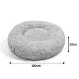 Pet Dog Bed Bedding Warm Plush Round Comfort Dog Nest Light Grey kennel XL 100cm - Front View