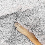 Pet Dog Bed Bedding Warm Plush Round Comfort Dog Nest Light Grey kennel XL 100cm - Side View