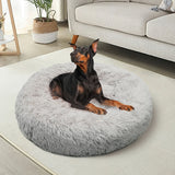 Pet Dog Bed Bedding Warm Plush Round Comfort Dog Nest Light Grey kennel XL 100cm - Rear View