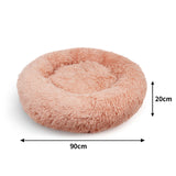 Pet Dog Bedding Warm Plush Round Comfortable Nest Comfy Sleeping kennel Pink Large 90cm - Front View