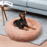 Pet Dog Bedding Warm Plush Round Comfortable Nest Comfy Sleeping kennel Pink Large 90cm - Rear View
