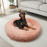 Pet Dog Bedding Warm Plush Round Comfortable Nest Comfy Sleeping kennel Pink Large 90cm - Close-Up Angle