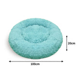 Pet Dog Bedding Warm Plush Round Comfortable Nest Comfy Sleep kennel Green 100cm - Front View