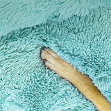 Pet Dog Bedding Warm Plush Round Comfortable Nest Comfy Sleep kennel Green 100cm - Side View
