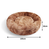 Pawfriends Dog Cat Pet Calming Bed Washable ZIPPER Cover Warm Soft Plush Round Sleeping 100 - Front View