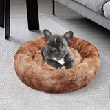 Pawfriends Dog Cat Pet Calming Bed Washable ZIPPER Cover Warm Soft Plush Round Sleeping 100 - Close-Up Angle