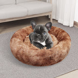 Pawfriends Dog Cat Pet Calming Bed Washable ZIPPER Cover Warm Soft Plush Round Sleeping 100 - Low Angle