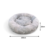 Pawfriends Dog Cat Pet Calming Bed Washable ZIPPER Cover Warm Soft Plush Round Sleeping 100 - Front View