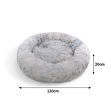 Pawfriends Dog Cat Pet Calming Bed Washable ZIPPER Cover Warm Soft Plush Round Sleeping 120cm - Front View