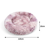 Pawfriends Dog Cat Pet Calming Bed Warm Soft Plush Round Nest Comfy Sleeping Cave MEL 120cm - Front View