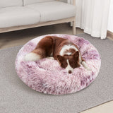 Pawfriends Dog Cat Pet Calming Bed Warm Soft Plush Round Nest Comfy Sleeping Cave MEL 120cm - Low Angle