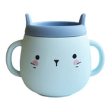 Whisker Wonderland Innovative Hydroponic Cat Grass Growing Mug - Blue | Soil-Free, Digestion & Hairball Aid, Eco-Friendly Silicone, Reusable