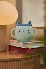 Whisker Wonderland Innovative Hydroponic Cat Grass Growing Mug - Blue | Soil-Free, Digestion & Hairball Aid, Eco-Friendly Silicone, Reusable