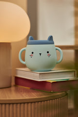 Whisker Wonderland Innovative Hydroponic Cat Grass Growing Mug - Blue | Soil-Free, Digestion & Hairball Aid, Eco-Friendly Silicone, Reusable - Top-Down View