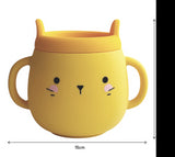 Whisker Wonderland Innovative Hydroponic Cat Grass Growing Mug - Yellow | Soil-Free, Digestion & Hairball Aid, Eco-Friendly Silicone, Reusable - Front View
