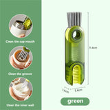 Cleanix Cup Brush Multi-Functional Pacifier Cleaning Brush Device Three-In-One Green - Front View