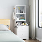 2x Bedside table set with drawers, slim tall cabinet, multifunctional design - Front View