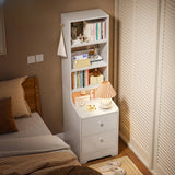 2x Bedside table pair with shelves drawers side hook modern design white - Extra Image