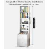 2x bedside table set with shelves and drawers modern white design - Low Angle