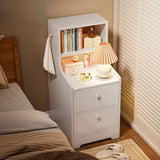 2x bedside table set with shelves and drawers modern white design - Extra Image