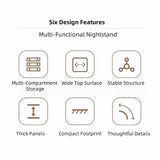 Minimalist Wooden Nightstand Multi-Functional Top Storage Natural Design - Side View