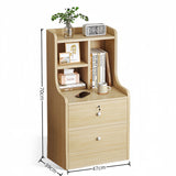 2x bedside table set light wood grain drawers metal slides bedroom furniture - Front View