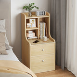 2x bedside table set light wood grain drawers metal slides bedroom furniture - Extra Image