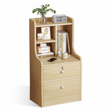 2x bedside table set light wood grain drawers metal slides bedroom furniture - Extra Image