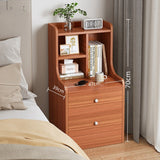 2x bedside table set wooden vintage storage bedroom furniture nightstand - Front View