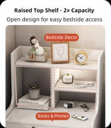 2x Bedside table pair with drawers, eco-friendly, modern design, curved sides - Top-Down View