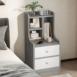 2x Bedside table pair with drawers, eco-friendly, modern design, curved sides - Extra Image